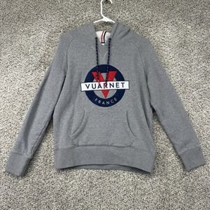 Vuarnet Hoodie Sweatshirt Men's Small‎ Gray Pullover Fleece Lined Logo France